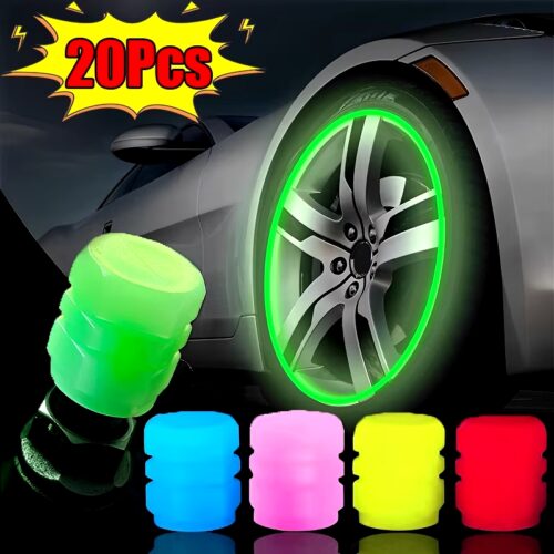 20Pc Leucht Ventil Kappen Fluoreszierende Nacht Leuchtende Dekor Auto Motorrad Fahrrad Radnabe Ventil Stem Cap Styling Auto Zubehör